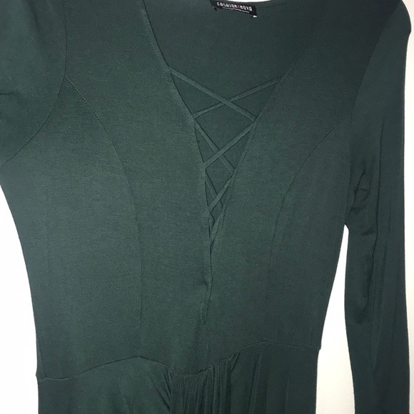 Long Hunter Green Dress - Picture 2 of 10
